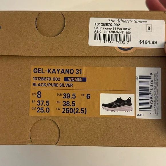 ASICS Women’s Size 8 Gel Kayano 31 Sneaker in Black Pure Silver White - Picture 7 of 8